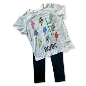 Cat & Jack AC/DC Band Tee & Sparkle Leggings Set 4T